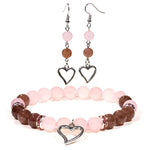 Load image into Gallery viewer, Earrings rose quartz/strawberry quartz with heart
 
