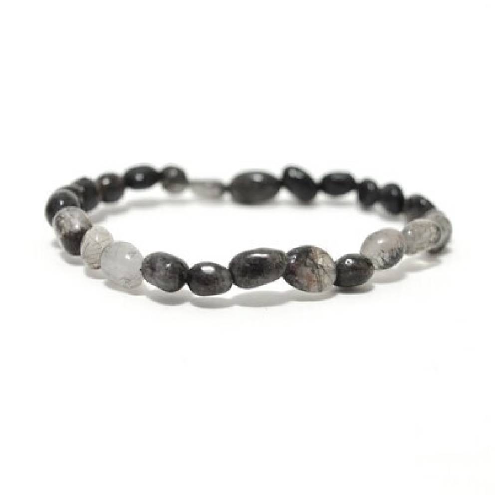 Rokassprādze Turmalīns / Turmalīns Kvarcā Brazīlija / Quartz Tourmaline Tumbled Stones