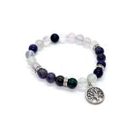 Load image into Gallery viewer, Stone Bracelet Fluorite &amp; Amethyst with Tree of Life 8mm
