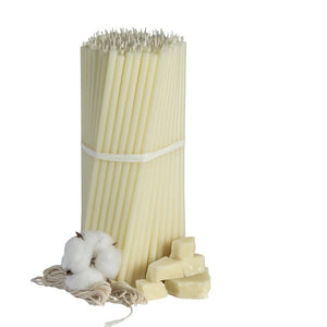 Bišu Vaska Svece - Balta 6.6x205mm / White Beeswax Church Candles N60 - 80 minūtes