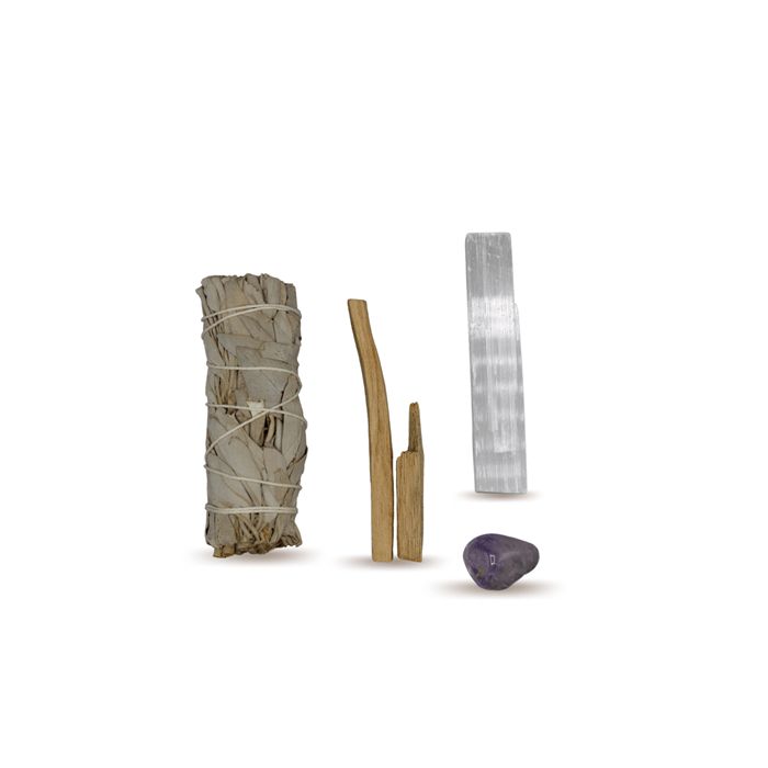 Energy Cleansing Gift Set - White Sage, Palo Santo Tree, Selenite and Crystal