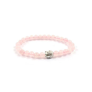Stone Bracelet Pink Quartz & Buddha 6mm