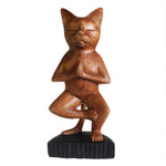 Load image into Gallery viewer, Handcarved Yoga Cat - Lotus 31x13.5x6cm
